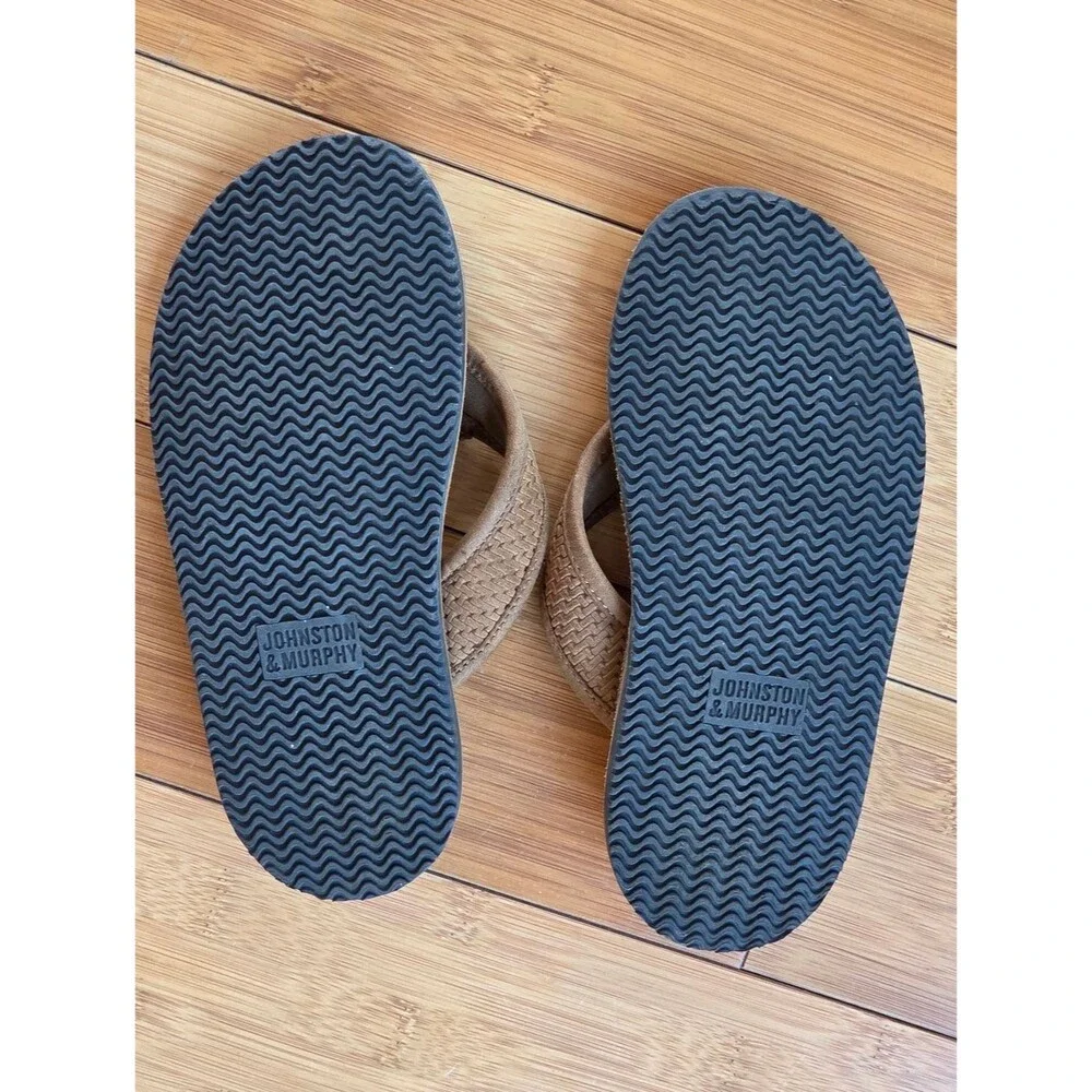 Boys Johnston & Murphy Leather Thong Norris Sandals Flip Flops size 13M Brown
